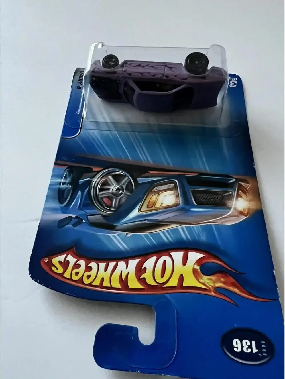 Hot Wheels 2005 Vairy 8 GM 136 Diecast Metal Car Lavender Flames Mattel H9044